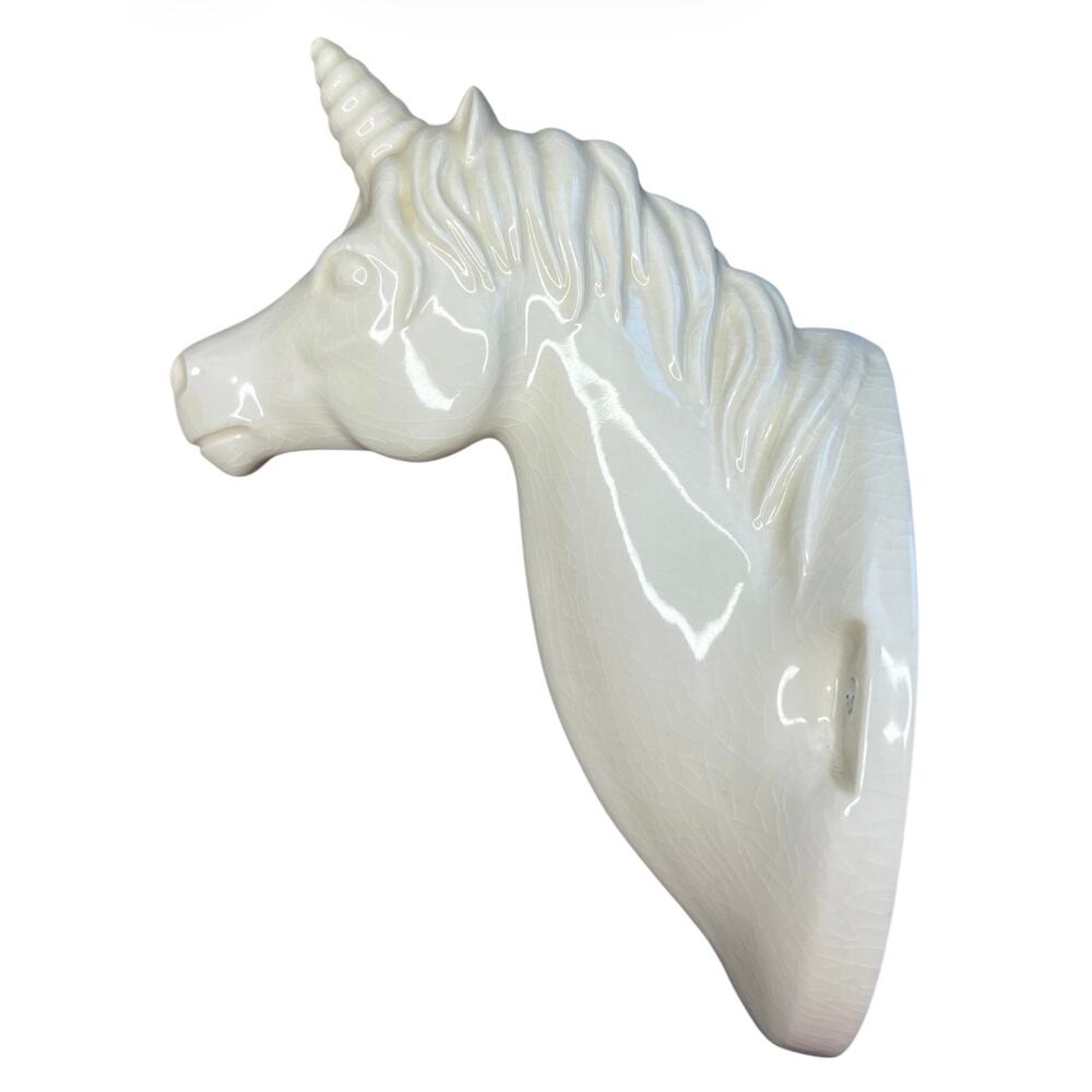 Vintage Unicorn Head Wall Plaque Home Decor Animal Mythical white wall hanger - Picture 3 of 8